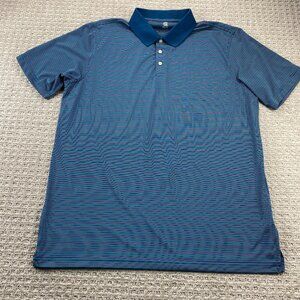 PGA Tour Golf Shirt Men XXL Navy Blue Green Red Stripes Polo Outdoor Golfing